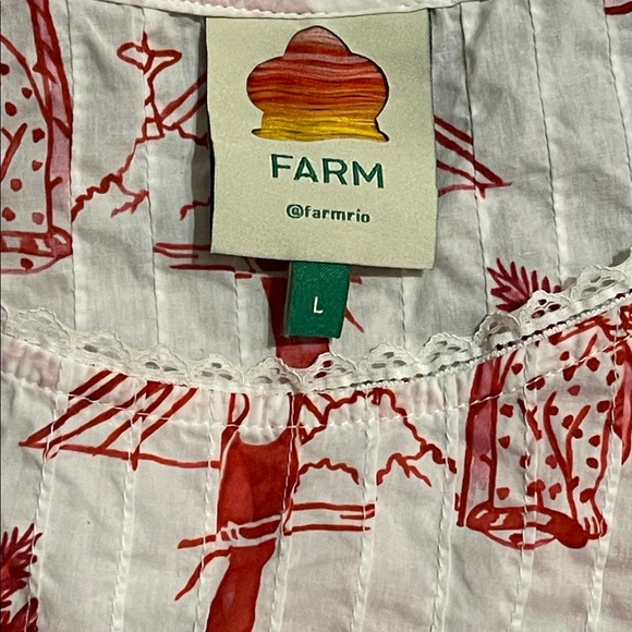 FARM Rio Red and White Ruffle Blouse - Picture 4 of 4